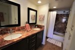 Dual vanity with tub shower combo 